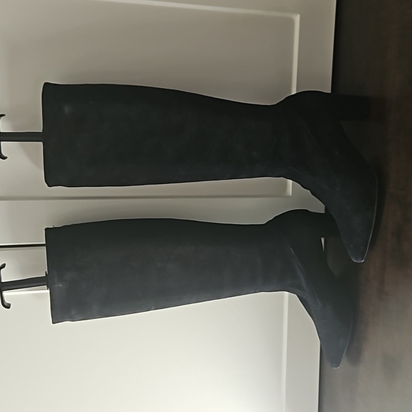 Peter Kaiser black suede pull on, heeled boots - Picture 1 of 5